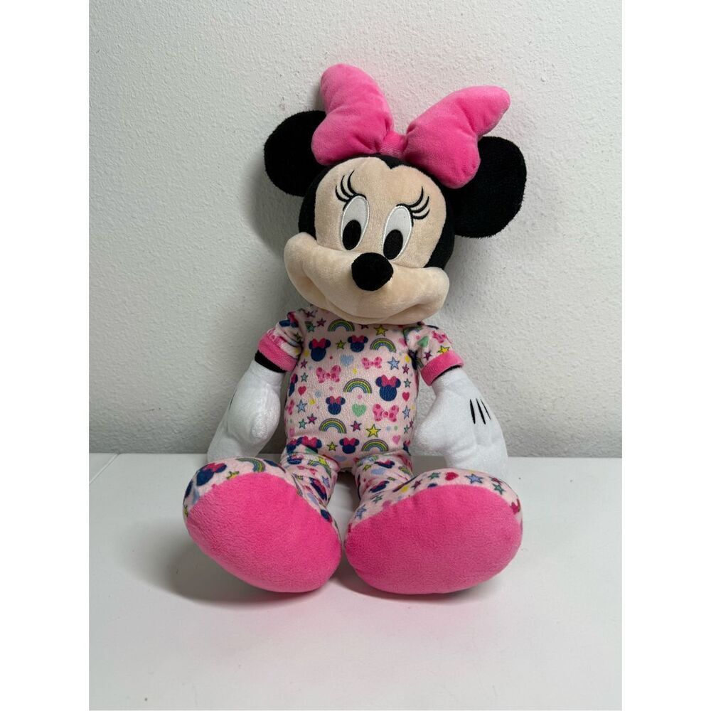Disney Minnie Mouse 20” Plush Stuffed Animal Wearing Pink Pajamas PJs